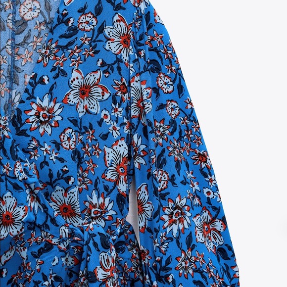 ZARA BLOGGER FAVORITE FLORAL PRINT DRESS BLUE - Picture 11 of 16